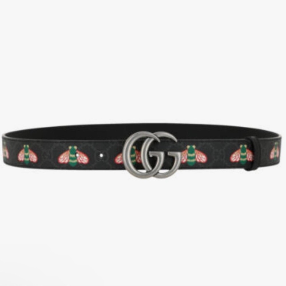 Gucci Black Belt with Bee Design